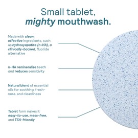 HUPPPY Mouthwash Tablets with Nano Hydroxyapatite - Refreshes Breath and Remineralizes Teeth - Hydroxyapatite Mouthwash Tabs Perfect for Travel - Nanohydroxyapatite Mouthwash, 124ct, Cool Mint Flavor