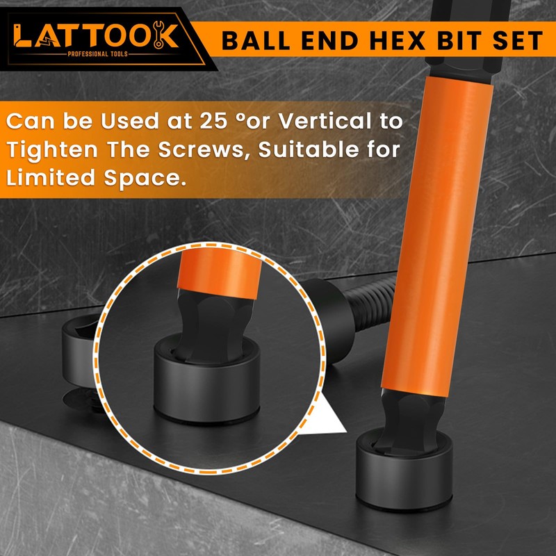 Ball End Hex Head Allen Wrench Drill Bit Set, LATTOOK