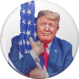 Trump Hugs The Flag Lapel Bin Brooch Badge Pin 0.75"