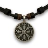 HANA LIMA Halskette Wikinger Kompass Vegvisir Lederhalskette Lederkette Herren Damen