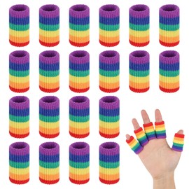 EupHHonycs 20 PCS Finger Compression Sleeves Support, Crochet Finger Guard Finger Covers, Finger Sleeve Protectors Cots Thumb Brace for Trigger Finger Arthritis Swelling Basketball Sport, Writing
