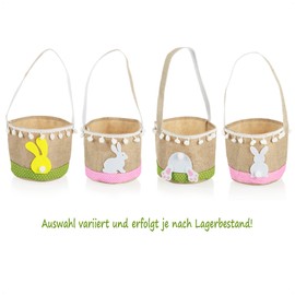 com-four® 3-Piece Easter Set - Easter Basket with Grass and Easter Egg Colour - Felt Basket Easter Bunny for Gift - Easter Decoration - Spring Decoration [Selection Varies] (Basket + Green Grass)