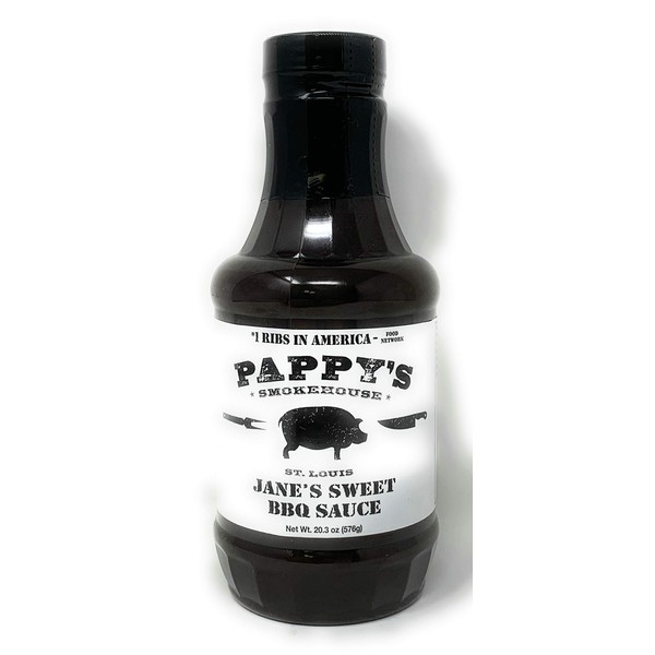 Pappy's Smokehouse 'Memphis Style BBQ in St. Louis, MO' | 'Jane's Sweet' BBQ Sauce | 23.3 Fl Oz/ 576 g