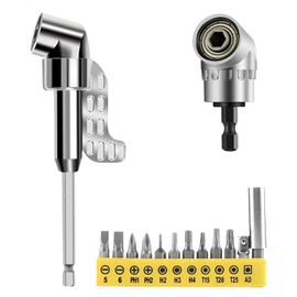 LCUHAVA 14-Piece Angle Screwdriver Attachment Set, 105° Angle Attachment for Cordless Screwdriver, Angle Drill Attachment, 1/4 Inch Hex Handle for Workshop, Furniture, Construction Workers