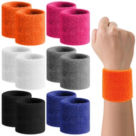 Hshenjhu Pack of 12 Sweatband Wrists, 6 Colours Sweatbands Wrist Children, Sports Sweatband Arm for Football, Basketball, Running, Athletic Sports and Training