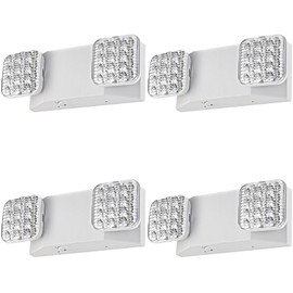 Enjvvs LED Emergency Lighting with Battery Backup, Two Square Adjustable Heads, Battery for 90 Minutes Emergency Duration, Combo for Business, 120V/277V AC, UL Listed, 4 Pack