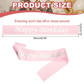 PATIKIL Birthday Girls Sash, Glitter Birthday Sash for Women Satin Princess Queen Sash Party Decorations with Safety Pin for Party Gifts Favors, Pink with Silver Foil Lettering