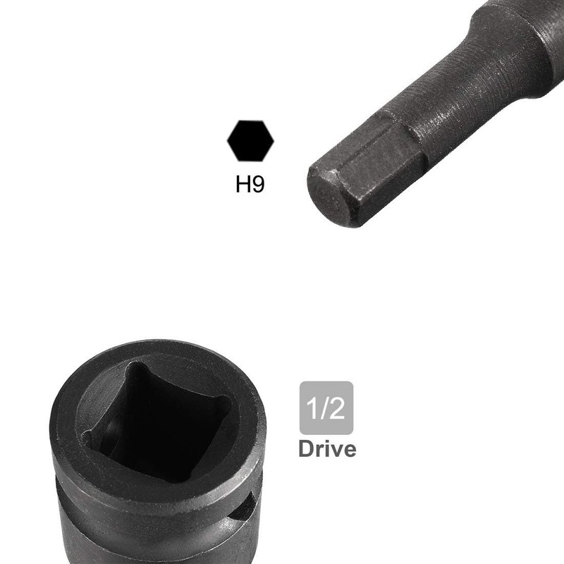 TA-VIGOR Impact Hex Bit Socket, 1/2" Drive x H9 (9mm)