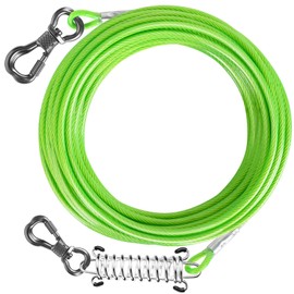 Tresbro 15 ft Dog Tie Out Cable, Heavy Duty Dog Chains for Outside with Spring Swivel Lockable Hook, Pet Runner Cable Leads for Yard, Blue Dog Line Tether for Small Medium Large Dogs Up to 500 LBS