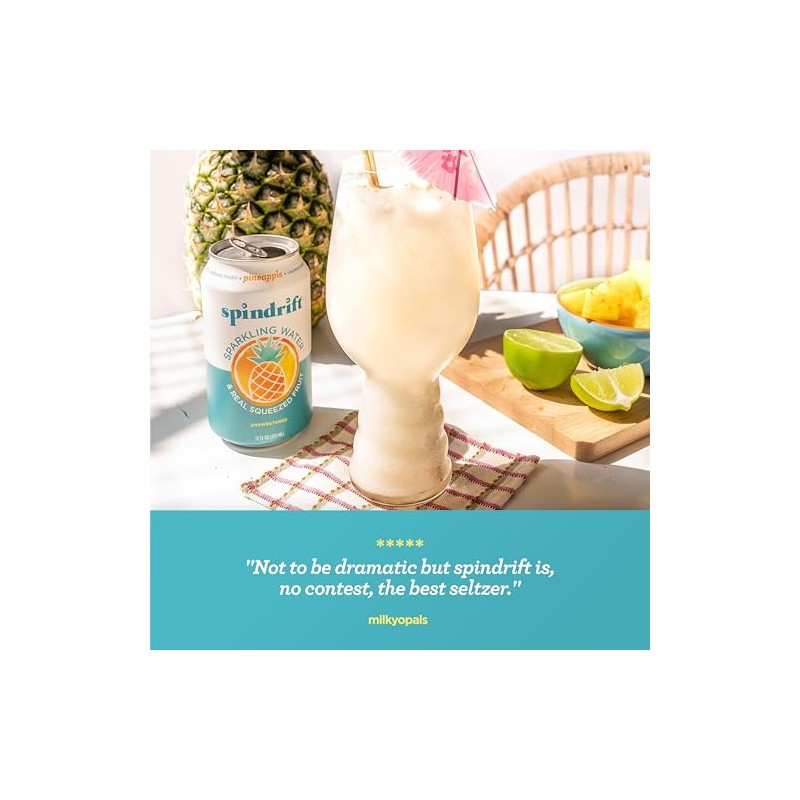 Spindrift Pineapple Sparkling Water Can 12 Ounce (Pack of 24)