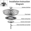 Walquicks 2 Pcs Sink Strainer Plug, Silver Stainless Steel 304