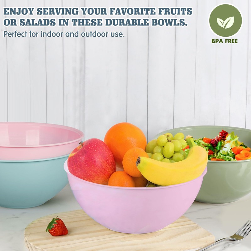 Greentainer 4-Piece Plastic Mixing Bowl Set, 113oz Lightweight Serving Bowls,