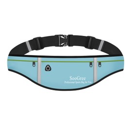 Men Women Slim Running Belt Fanny Pack,Zipper Waterproof Running Waist Pack,Ultra Light Reflective Phone Holder,Sport Workout Belt Bag for Running Walking Cycling Camping Gym (GSP1201-Light Blue)