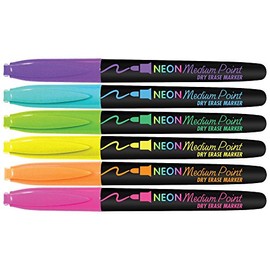 The Board Dudes CYJ58 Medium Point Dry Erase Markers - Neon, 6 count