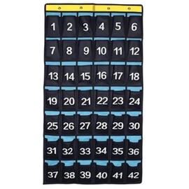 NIMES Numbered Organizer Classroom Pocket Chart for Cell Phones Calculators Holders Blue (42 Pockets)
