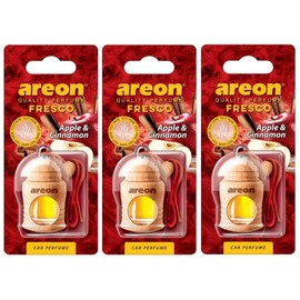 Areon Fresco Car Air Freshener Apple and Cinnamon 4 Milliliters Multi Pack Of 3