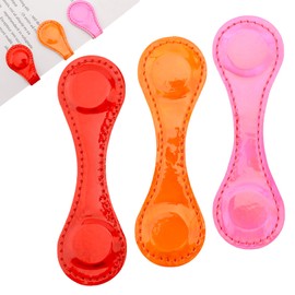 Leather Magnetic Bookmark, 3Pcs Mirror Magnetic Bookmarks, Magnet Bookmark Clips Gift for Women, Kids, Reading Lovers, Teacher Gift for School Office Home Supplies (Orange+Pink+Red)