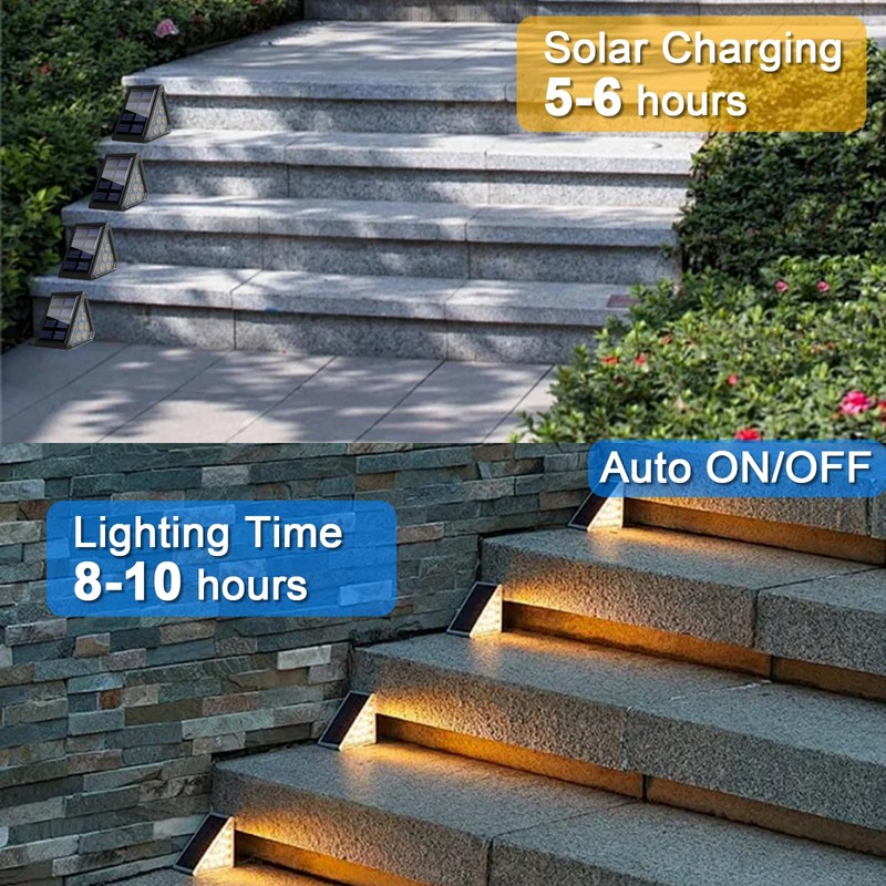 CREATESTAR Solar Stair Light for Outdoors, Pack of 6, 3000