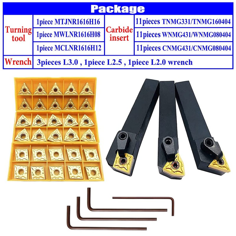 5/8" 36PCS Indexable Carbide Lathe Turning Tool Insert Holder Bit