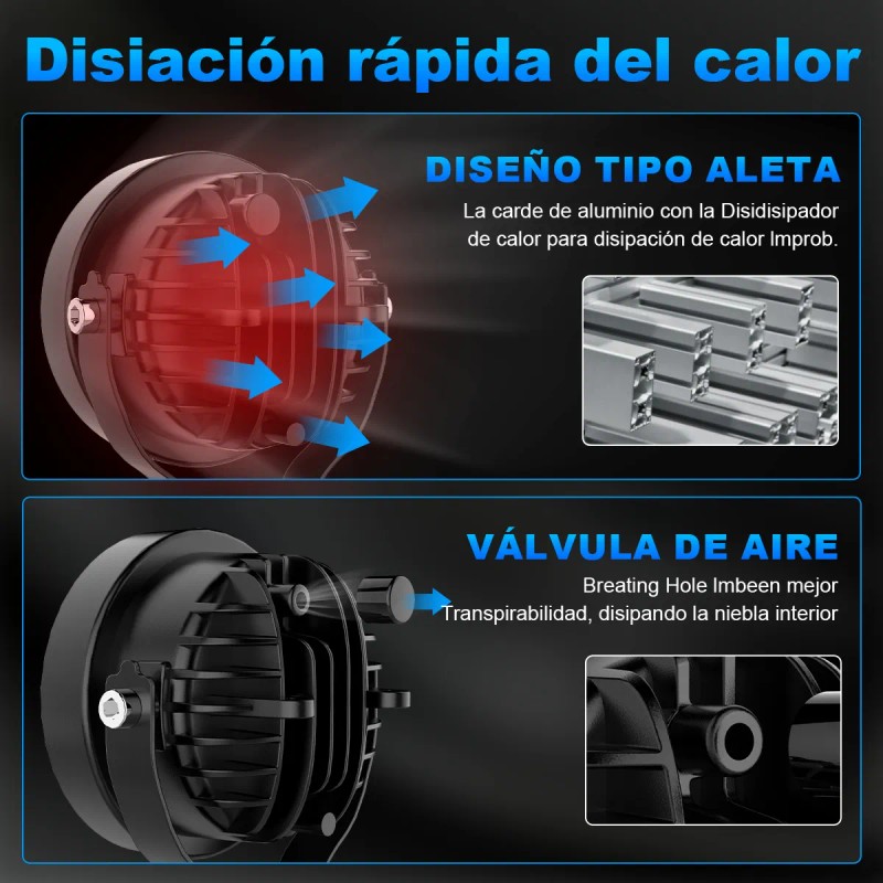 Par Faros 4'' Redondo Led Potentes Ámbar Jeep Jk Moto