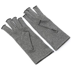 Gloves Supporter Compression Spring Finger Wrist Tightening Fingerless Arthritis Tendonitis Gray S