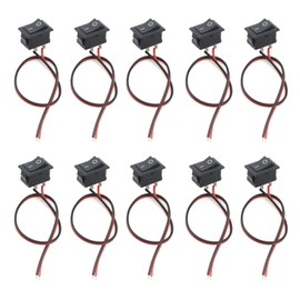 10 Pcs Mini Rocker Switches with 2 Lead Wires ON-Off Position Black Push Button Mini Boat Switch for DIY Toy Electrical Appliances