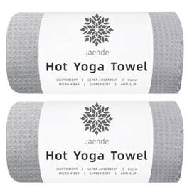 Jaende 2 Pack Multi-Functional Towels, Portable Foldable Hot Yoga Towels, Lint Free Long Bath Towels, Pilates, Bikram, Yoga Gear——Microfiber, Super Absorbent, Anti-Slip, Injury Free（Gray）