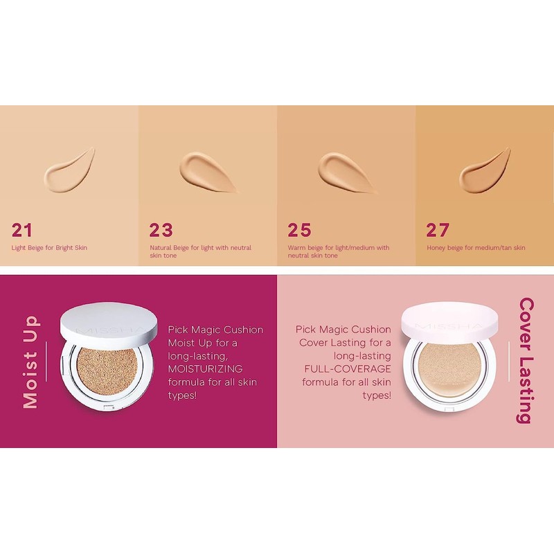 Missha Magic Cushion Cover Lasting Foundation SPF50+/PA+++, 23 Natural Beige