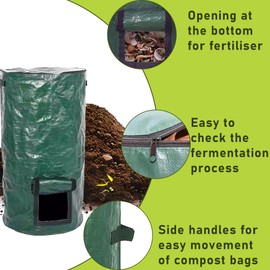 TAROTKIN 2 Pcs Collapsible Garden Compost Bin, Yard Waste Container Bags, Countertop Compost Tumbler Bin with Lid Kitchen and Outdoor, Outdoor Composting & Yard Waste Bins