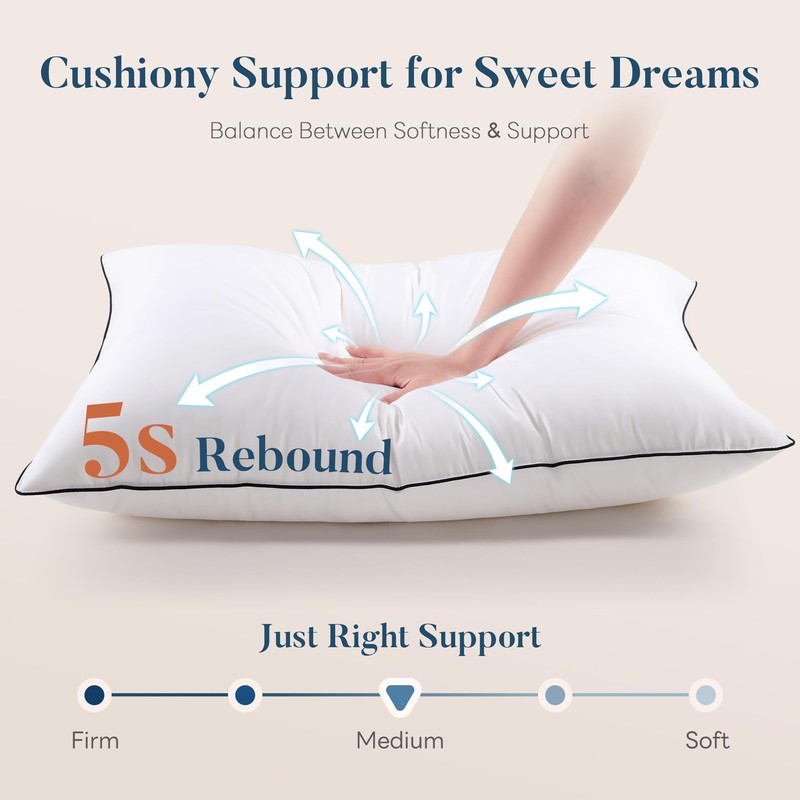 Feather Down Pillows Queen Size Set of 2, Luxury Hotel