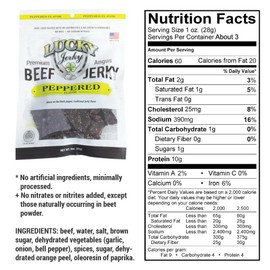 Lucky Beef Jerky Mixed Slab, 3 Ounce (Pack of 8)