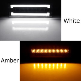 iJDMTOY Black-Out Smoked Lens White LED Driving Light/Amber Sequential Blink LED Front Turn Signal Light Assembly, Compatible With Ford 1980-86 Bronco, 1980-83 F100, 1980-86 F150 F250 F350