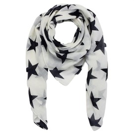 Freak Scene Cotton Scarf - Stars 8 cm white - black - squared kerchief