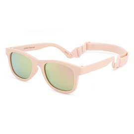 AZorb Polarized Sunglasses for Baby with Strap 100% UV Protection Shades for Toddler girls boys Age 0-24 Months (Light Pink/Purple Pink Mirror)