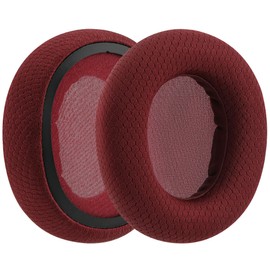 Geekria Comfort Mesh Fabric Replacement Ear Pads for SteelSeries Arctis Nova Pro Wired, Arctis Nova1, Nova3, Nova4, Nova5, Nova7 Headphones Ear Cushions (Red)