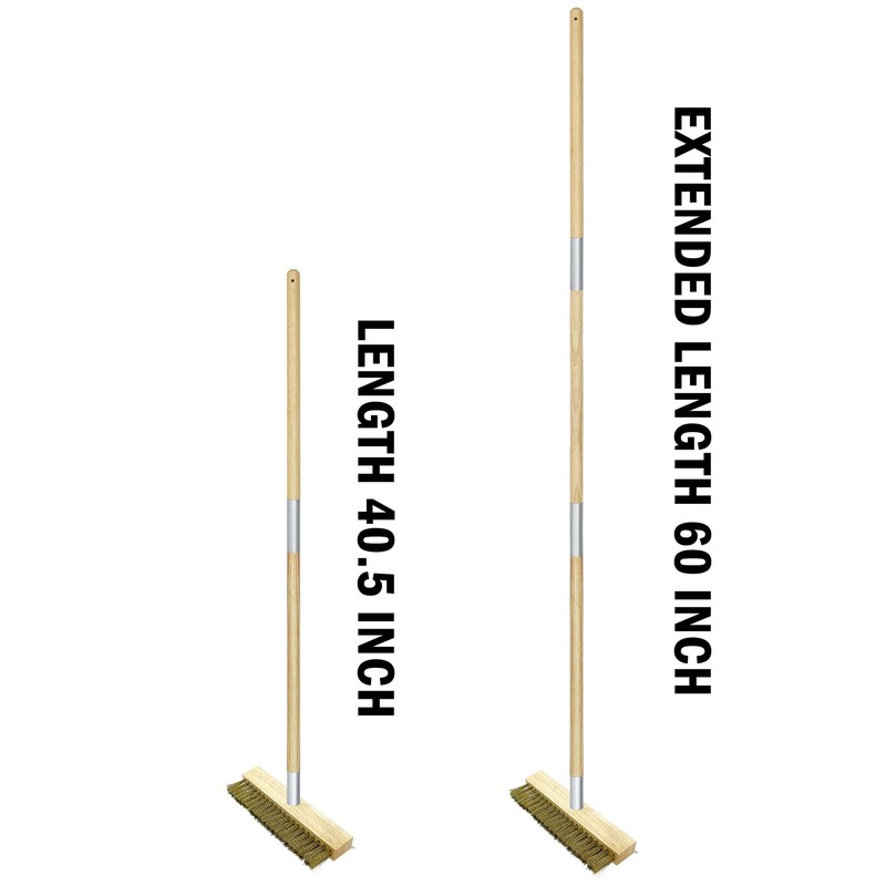 SHANGPEIXUAN Pizza Oven Brush Brass Bristles with Steel Scraper 60