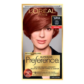 L'Oreal Paris Superior Preference 9 weeks of Luminous Fade-Defying Permanent Hair Dye, 6RA Rich Auburn, 100% Grey Coverage, 1 Hair Dye Kit (Packaging May Vary)