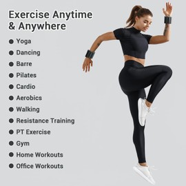 Sportneer Wrist & Ankle Weights - 1 Pair (2 lbs Each) | Adjustable Wearable Weights Silicone Wrist Bangles for Women | Yoga, Dance, Barre, Pilates, Zumba, Swimming, Cardio, Aerobics, Gym