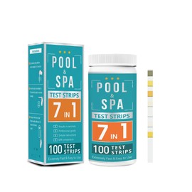 7-in-1 Pool & Hot Tub Test Strips – 100 Strips for Chlorine, pH, Alkalinity, Bromine, Cyanuric Acid, Hardness & More – Water Testing Kit for Hot Tubs, Pools & Spas