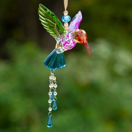 Hanging Five Tone Acrylic Hummingbird Ornaments in 6 Assorted Colors (Set of 6 (1 of Each))