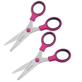 Westmark 2 children's craft scissors, cutting blade length: approx. 5.5 cm, round blade and non-slip handles, stainless steel/plastic, black/pink/silver, 137922E3