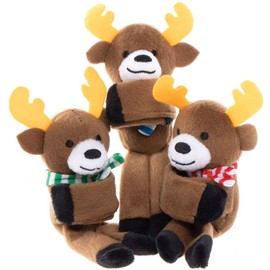 Baker Ross AX328 Hugging Reindeer Plush Pals - Pack of 3, Cuddly Plush Toys for Kids and Small Gifts for Children