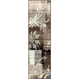 Superior Indoor Runner Rug with Jute Backing, Perfect for Hallway, Entryway, Office, Living/ Dining Room, Bedroom, Kitchen, Floor, Modern Floral Patchwork Decor, Pastiche Collection, 2'7" x 8'