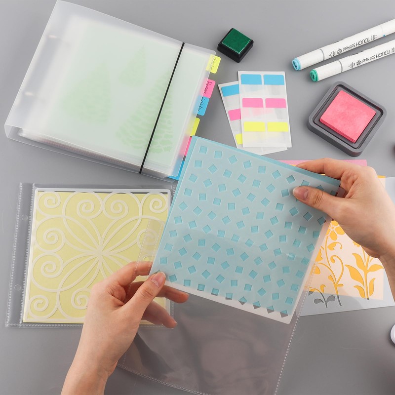 2 Sets Cookie Stencils Storage Folder for Storing 6x6 Stencils