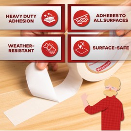 XFasten Double Sided Tape Removable, 1.5-Inch by 15-Yards (Pack of 3)