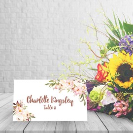 25 Pink Peony Floral Tent Table Place Card For Wedding Thanksgiving Christmas Holiday Easter Catering Buffet Food Sign Paper Name Escort Card Folded Number Seat Assignment Setting Label Banquet Party