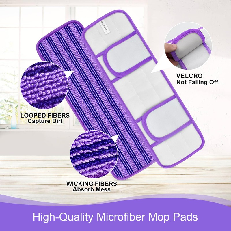 4 Pack Upgraded Reusable Mop Pads Compatible with Swiffer PowerMop,