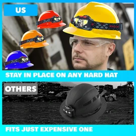 Skywin Hard Hat Light, Headlamp Rechargeable, Lightweight USB, XPG+COB 3 LED 200 Lumen Camping Helmet Light for Adults with Red Light IP44 Waterproof (Hard Hat Not Incl)