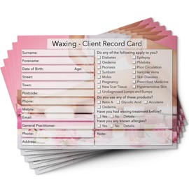 Waxing Client Cards A6 Size - Salon and Therapist Customer Consultation Record - Treatment Services Essentials - Profile and Recording Forms - Beauty Stationery - 105x148mm - Pack of 100