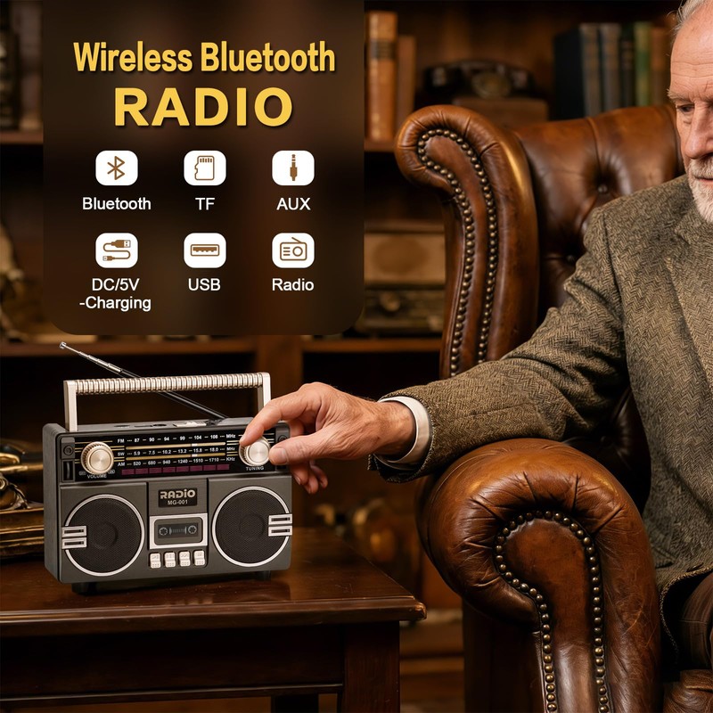 Tendak Portable Retro Radio AM/FM/SW with Dual Speakers